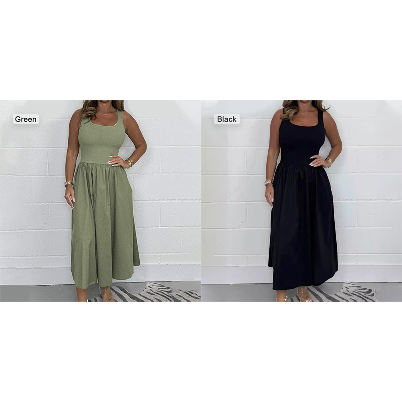 💕Limited Sale 70% OFF💕Women's Casual Solid Color Sleeveless Dress