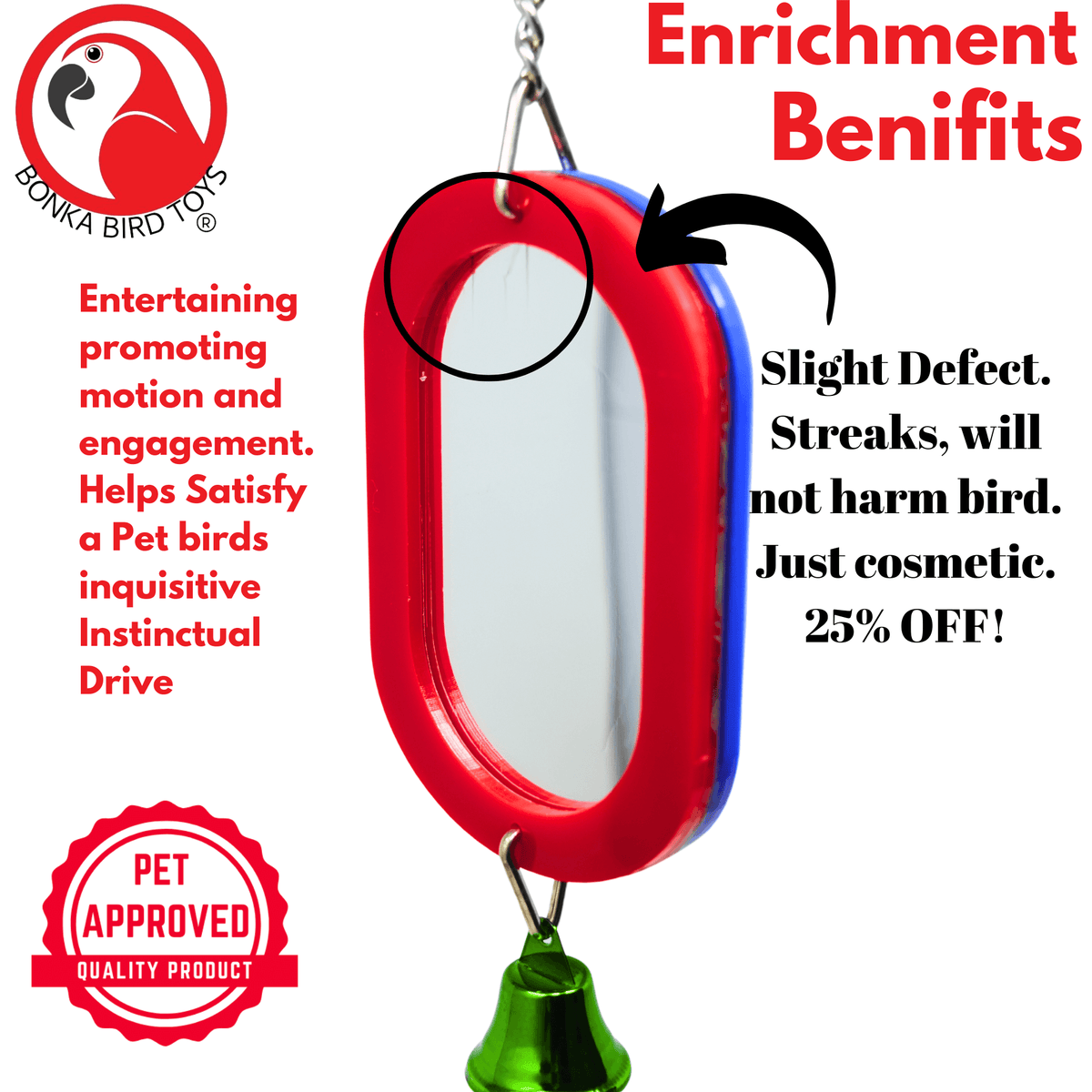 2660 Oval Bird Mirror (COSMETIC DEFECT)