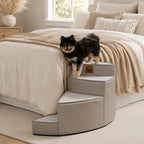 Luxe Water-repellent Faux Leather Removable Spiral Dog Stairs for Bed - StepEase