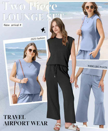 💕2026 Hot Sale  60% OFF🔥New Women's  Sleeveless Top & Wide-Leg Pants 2-Piece Set