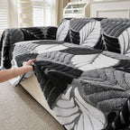 Pet-Friendly Thickened Soft Plush Leaf-Patterned Sofa Throw Couch Cover