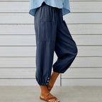 Women's loose, straight trousers with wide legs