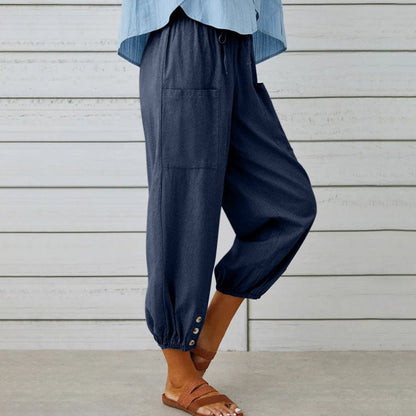 Women's loose, straight trousers with wide legs