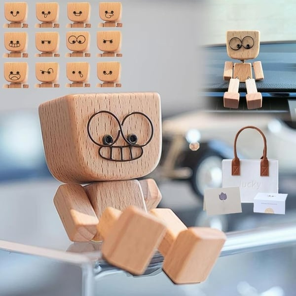 🎅🏻Christmas Sale 60% OFF🔥Charming Little Swaying Wooden Figure & 12PCS Magnetic Expressions