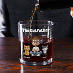 The Catfather Cartoon - Personalized Whiskey Glass