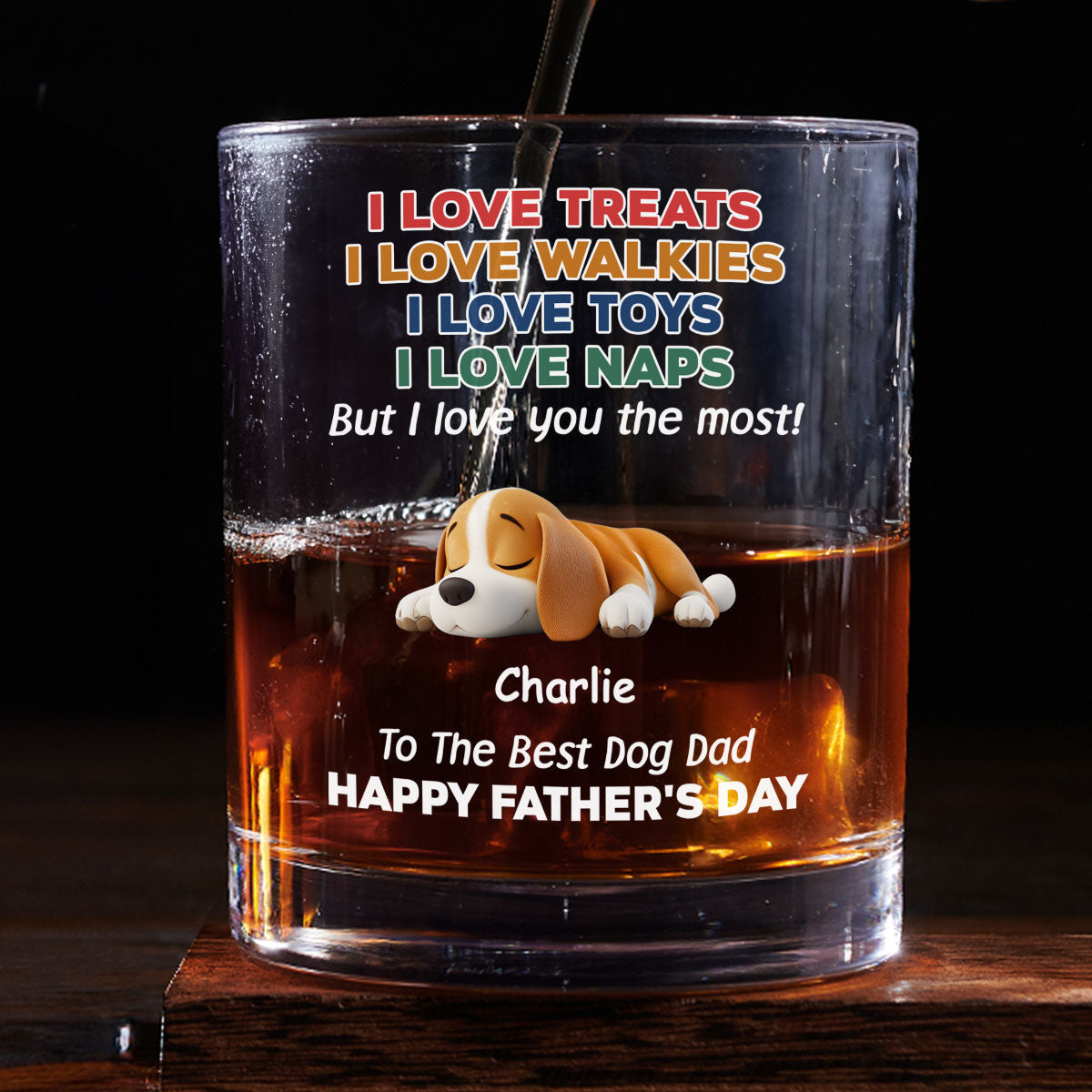 Love You The Most Version 2 - Personalized Whiskey Glass