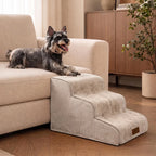 Plush Velvet 2-in-1 Foam Dog Stairs for Beds & Couches