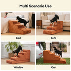 Plush Velvet 2-in-1 Foam Dog Stairs for Beds & Couches