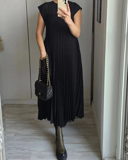 🔥Sunmmer Limited Sale🔥Sleeveless pleated simple solid color dress