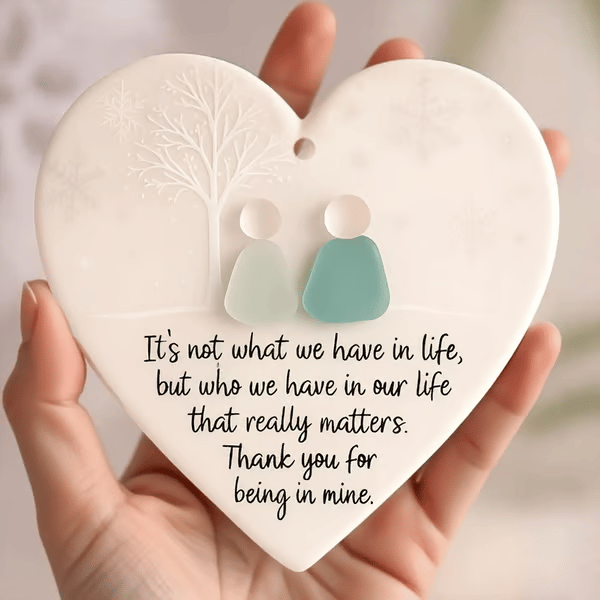 🌊✨Heart-Shaped Sea Glass Ornament🎁Friendship, Grandchildren & Timeless Bonds
