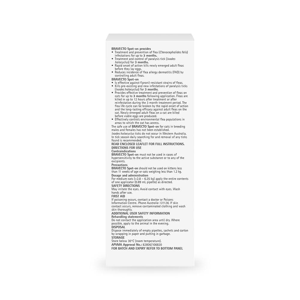 BRAVECTO For Small Cats 1.2-2.8kg 2 Pipettes