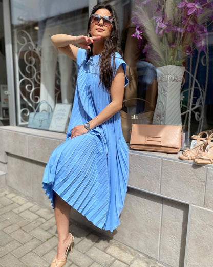 🔥Sunmmer Limited Sale🔥Sleeveless pleated simple solid color dress