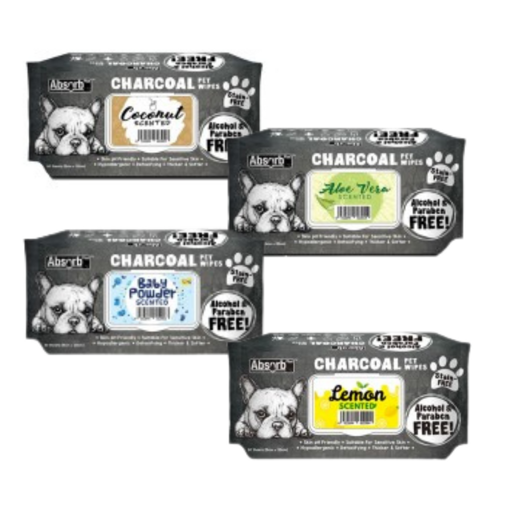 Absorb Plus Charcoal Pet Wipes 80 Sheets 20 X 15cm