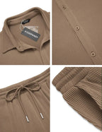 Men's 2 Piece Outfit Casual Short Sleeve Button Down Shirt Beach Summer Loose Pant Sets