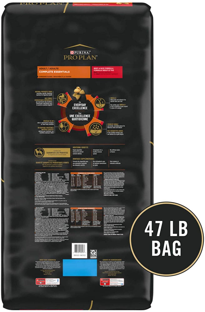 Purina Pro Plan With Probiotics High Protein Shredded Blend Beef & Rice Formula Dry Dog Food