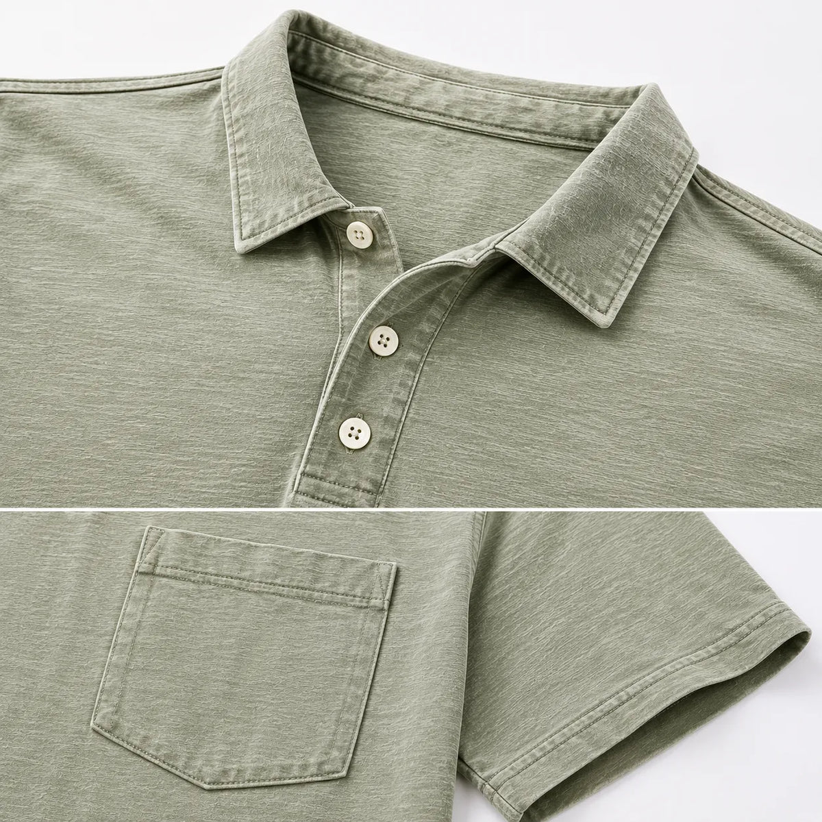 Limited Deal 8-Pack Men's Washed Cotton Blend Pocket Polo Shirts, Lightweight Breathable 3-Button Relaxed Fit