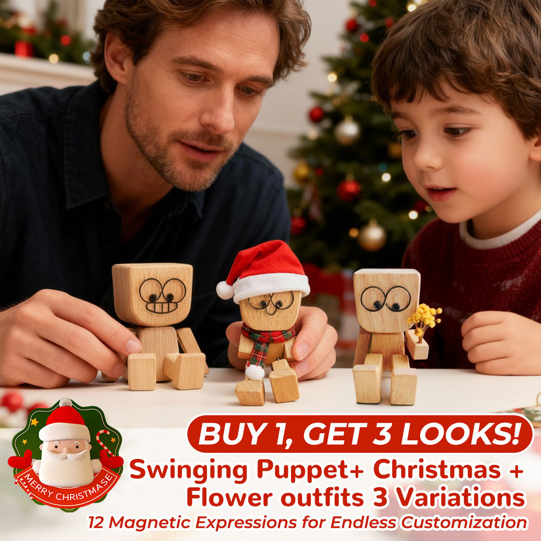 🎅🏻Christmas Sale 60% OFF🔥Charming Little Swaying Wooden Figure & 12PCS Magnetic Expressions