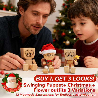 🎅🏻Christmas Sale 60% OFF🔥Charming Little Swaying Wooden Figure & 12PCS Magnetic Expressions
