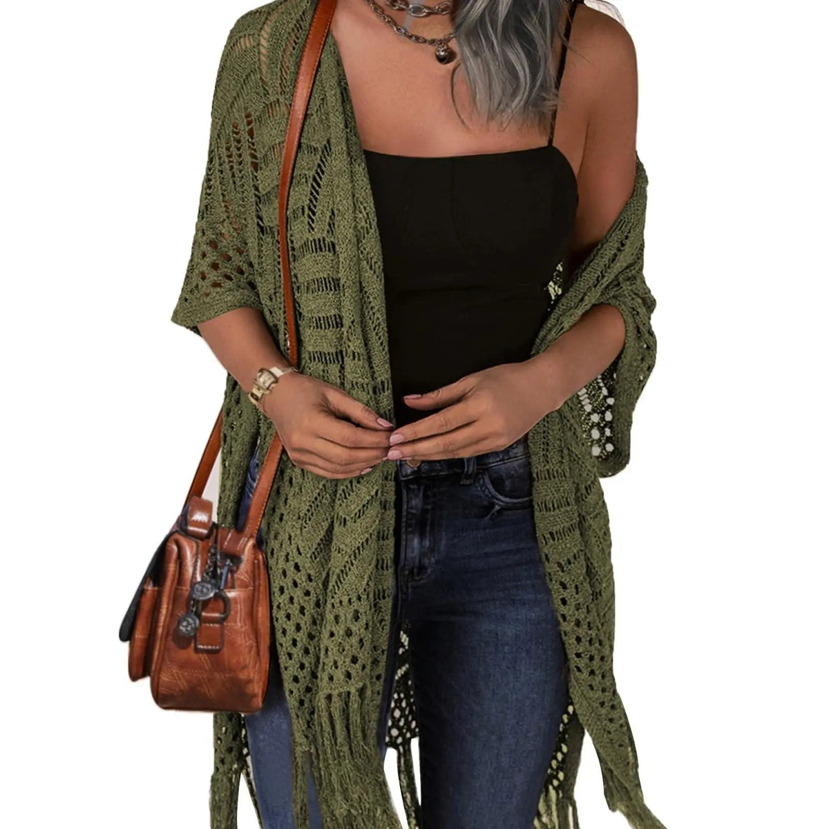 🔥This Week's Special Price: £13.99!!😍Women’s Oversized Knit Cardigan – Lightweight Crochet Tassel Kimono for Spring & Summer 🌸