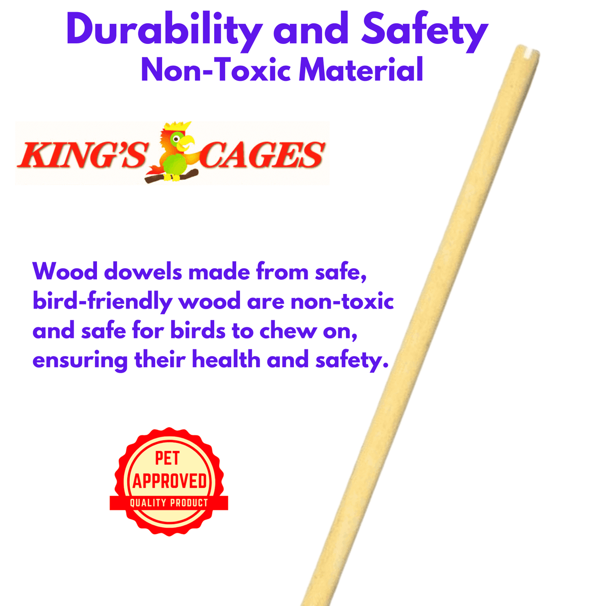 Universal Pine Dowel Perch 20 1/2" Long X 1/2" (Fits Kings Cages ES 2016)