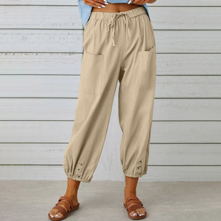 Women's loose, straight trousers with wide legs