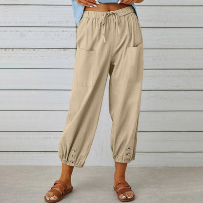 Women's loose, straight trousers with wide legs