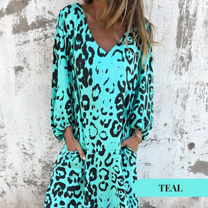 🌸Summer Specials🌸 V-Neck Printed Flowy Dress with Pockets