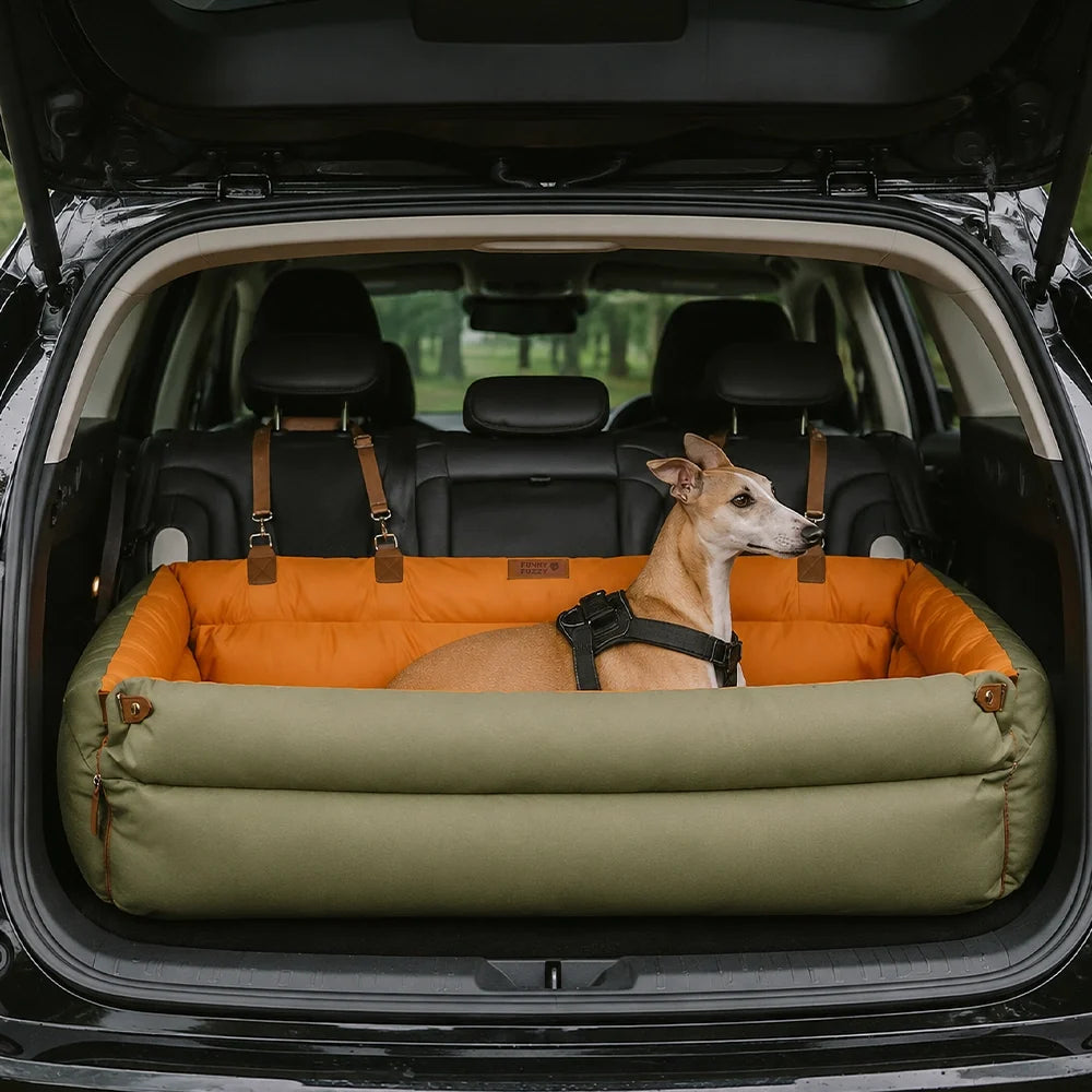 Large Deluxe Faux Leather Dog Car Seat Booster Bed - Urban Voyager