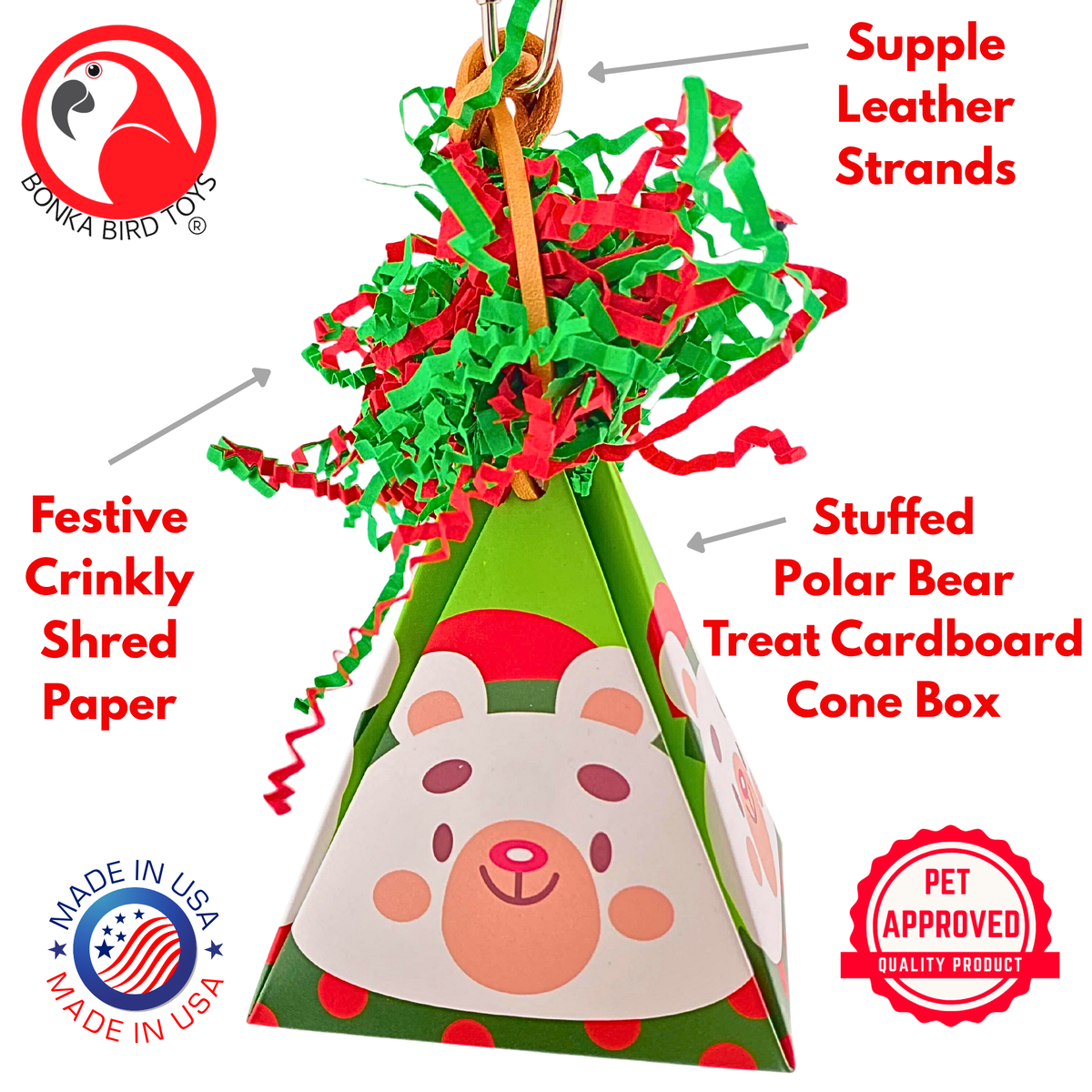 2904 Polar Bear Christmas Crinkle Cone