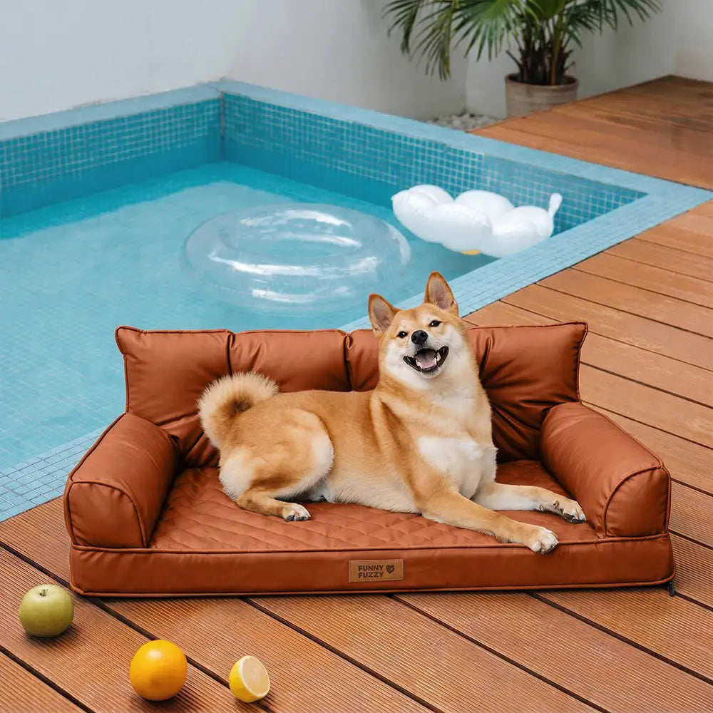 Luxe Faux Leather Foldable Orthopedic Large Dog Bed - CoreLounge