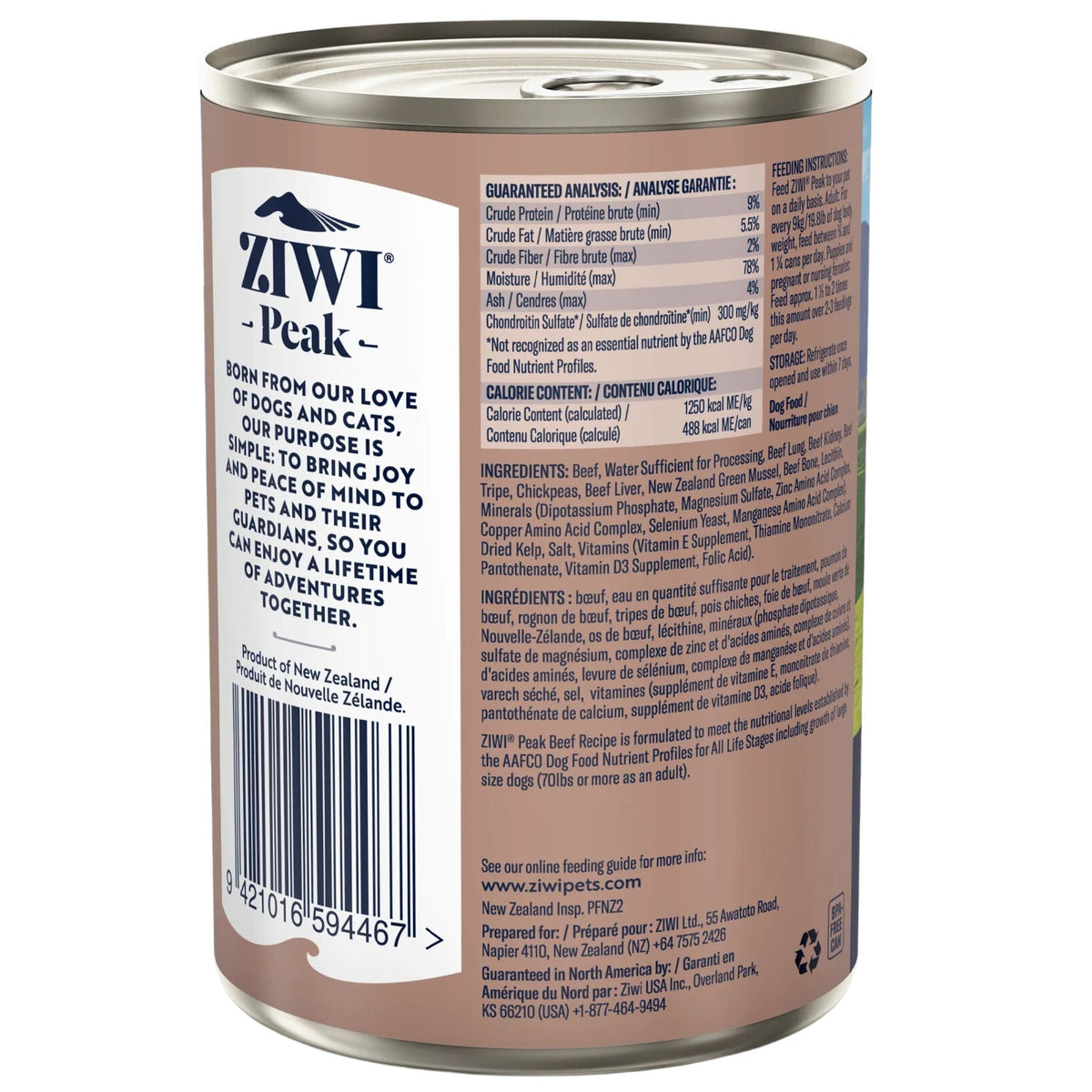 ZIWI Peak Dog Food Cans Beef