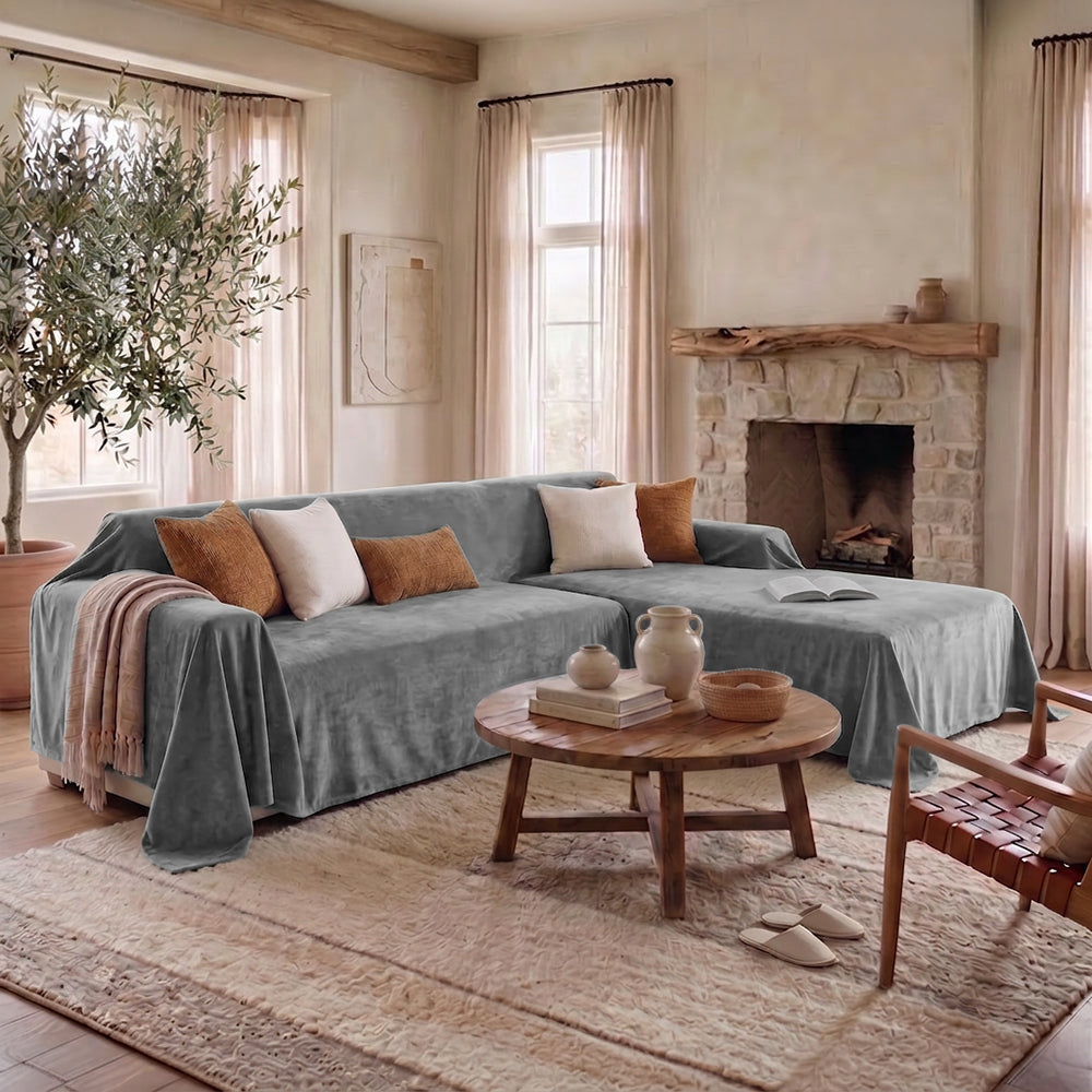 Soft and Waterproof Scratch-Resistant Non-Linting Throw  Sectional Couch Cover