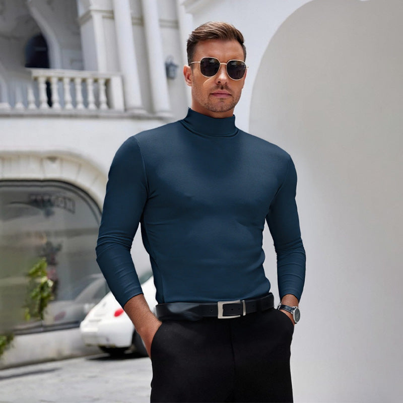 👕 60% OFF NOW!🔥 Men's High Neck Slim Fit T-Shirt - Stretchy & Breathable for Gym or Casual, Modern Style & Comfort 🏃‍♂️📦