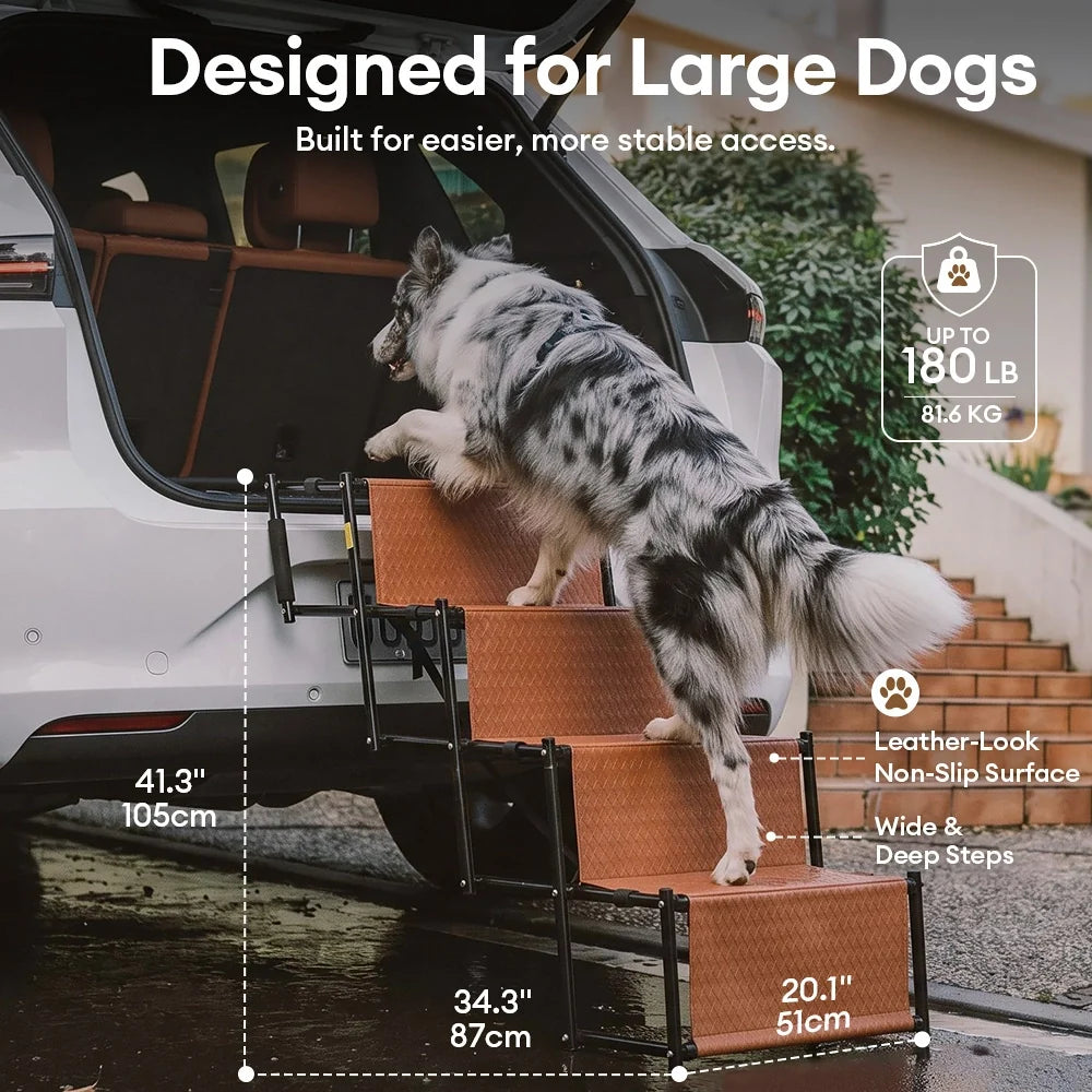 Foldable Dog Stairs for Car with Wide Non-Slip Steps - LuxeNest