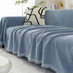 Chenille Blanket Herringbone Tassel Armchair Cover
