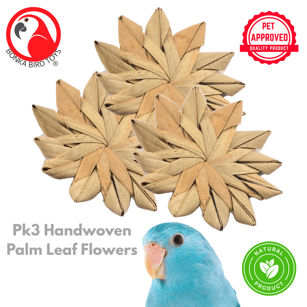 1271 Pk3 Woven 3" Palm Flowers