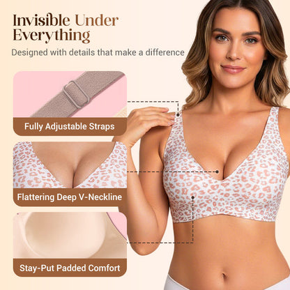 💖LAST DAY SALE 50% OFF💕Womens Comfortable Wireless Bralettes Seamless Deep V Everyday Bra