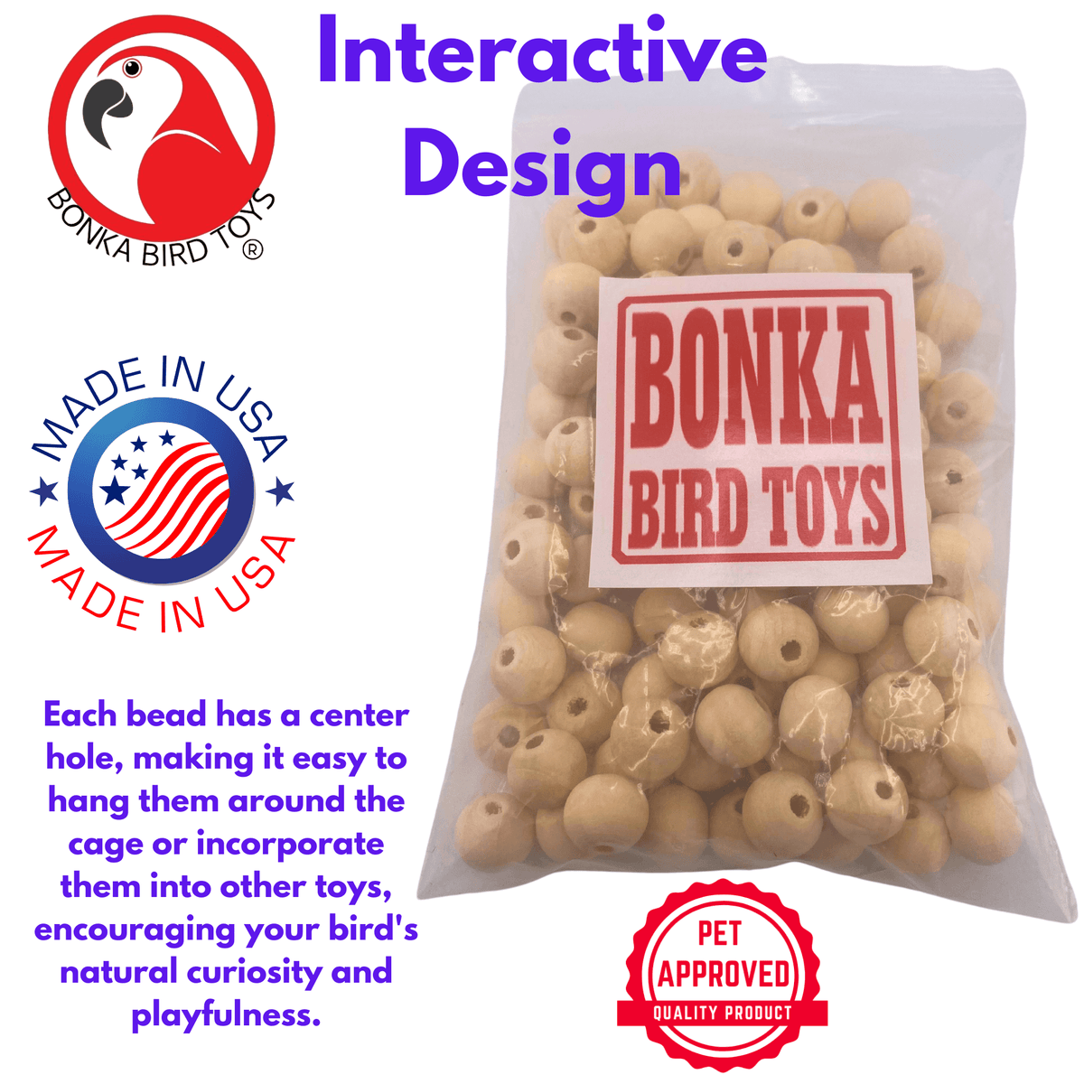 1249 Pk100 Wooden Pre-Drilled Beads