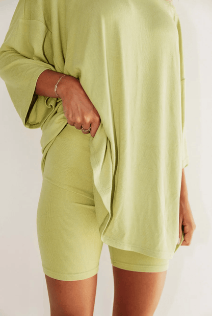 🎁Hot Sale⏳Oversized Tee & Biker Outfit Lounge Short Set