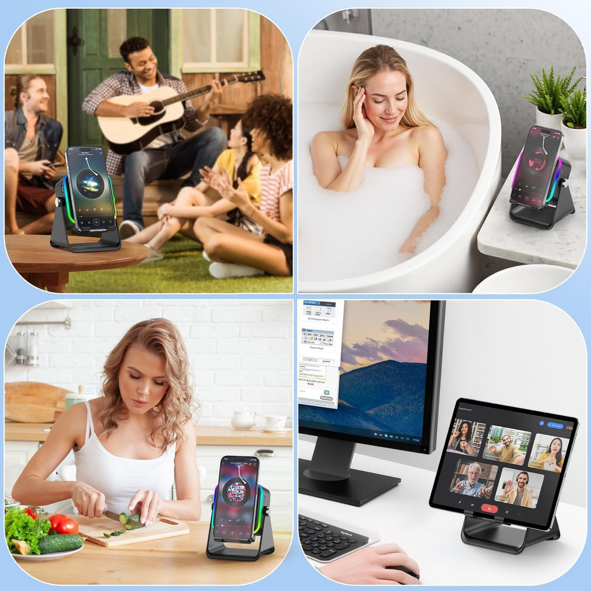 🎶Limited Sale 50% OFF📱 5-in-1 Wireless Induction Bluetooth Speaker with Adjustable Phone Stand
