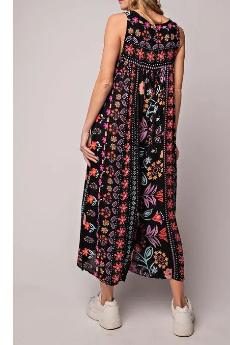 🔥HOT SALE💃Vintage Print Loose Sleeveless Jumpsuit