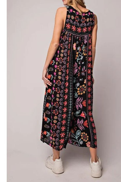 🔥HOT SALE💃Vintage Print Loose Sleeveless Jumpsuit