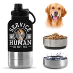 Service Human Cartoon - Personalized 30oz Water Bottle With Pet Bowl
