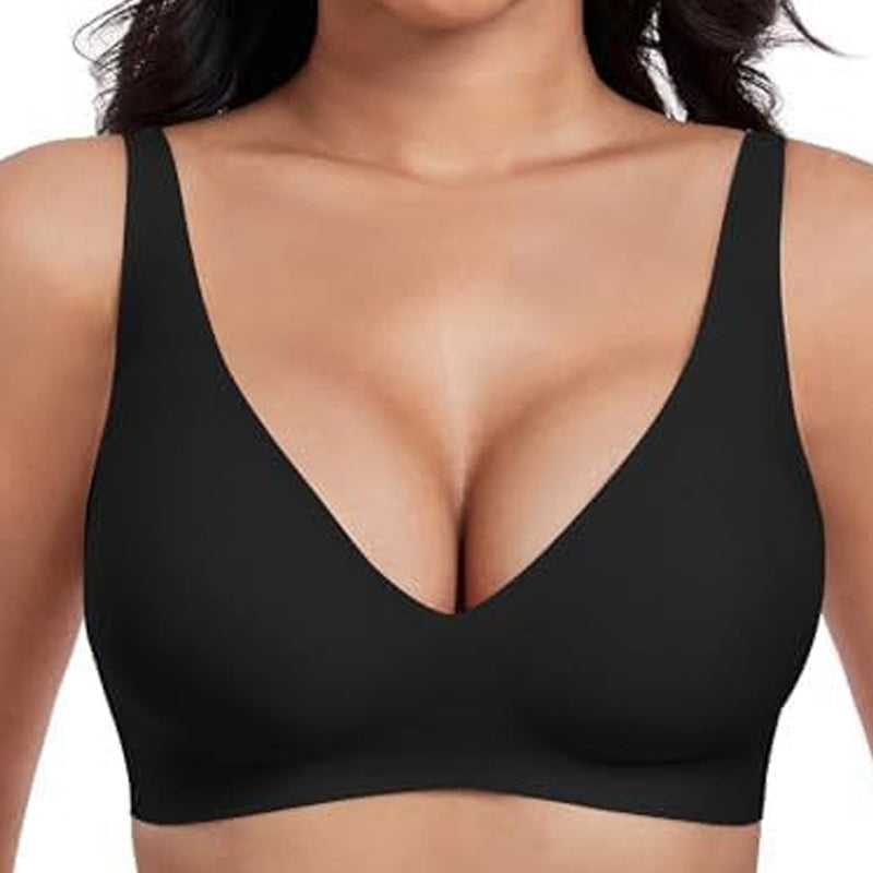 💕New Year Sale 70% Off💕 Jelly Wireless Womens Comfortable Wireless Bras Push Up Bralettes Seamless Tshirts Bras Deep V Everyday Bras