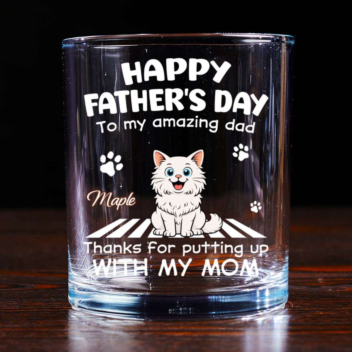 Putting Up With Funny Dad Ver Pet - Personalized Whiskey Glass