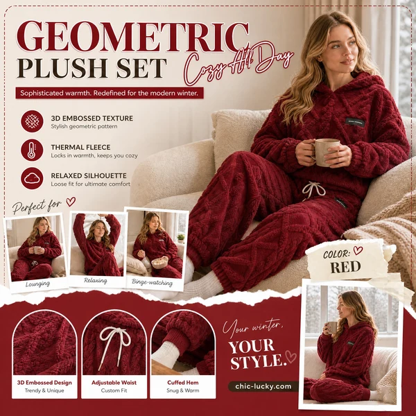 ✨Embossed Geometric Plush Set – Timeless Comfort & Effortless Style For Every Occasion