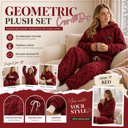 ✨Embossed Geometric Plush Set – Timeless Comfort & Effortless Style For Every Occasion