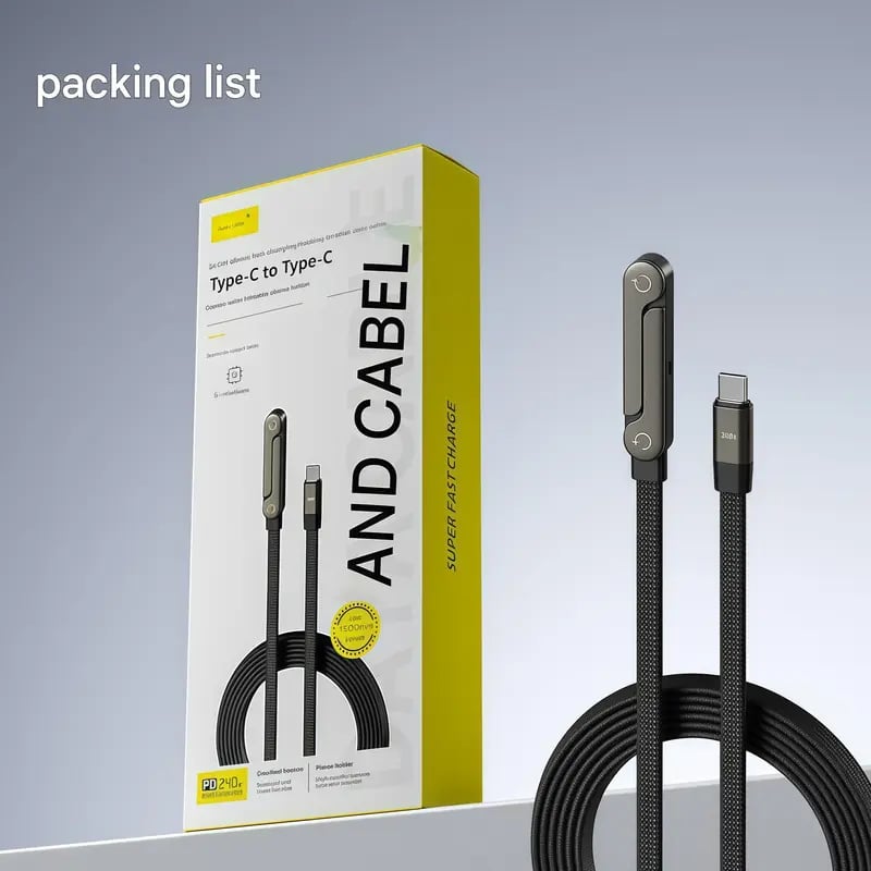 🎁Year-End Sale 70% OFF🏆⚡2-in-1 Fast Charging Cable with Adjustable Phone Stand