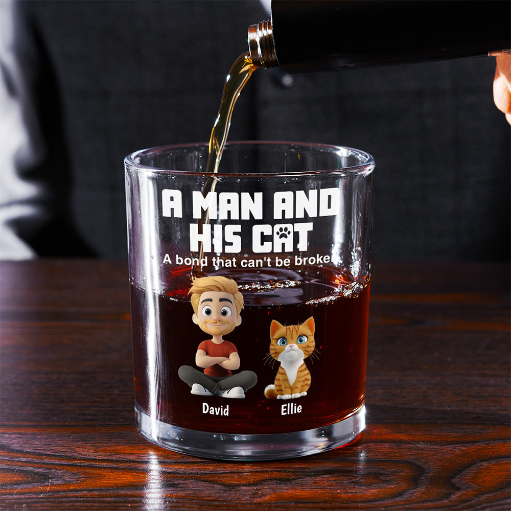 A Man And His Cats - Personalized Whiskey Glass