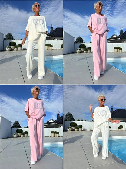 ⏳Time-Limited Special⏰Comfortable Casual 2-Piece Set with Sparkle Detail